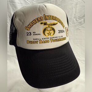 Vtg 2004 Shriners Buddy Bass Tournament Mesh Trucker Hat Cap Snapback w/ pin